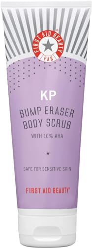 First Aid Beauty KP Bump Eraser Body Scrub Exfoliant for Keratosis Pilaris with 10% AHA – 8 oz