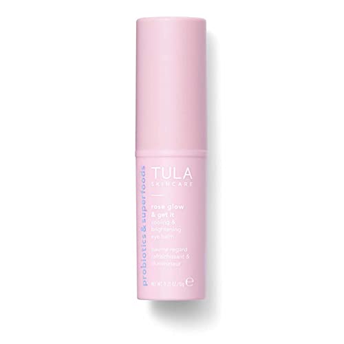 TULA Skin Care Eye Balm Rose Glow – Dark Circle Treatment, Instantly Hydrate and Brighten Undereye Area, Portable and Perfect to Use On-the-go, 0.35 oz.