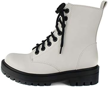 Soda FIRM – Lug Sole Combat Ankle Bootie Lace up w/Side Zipper