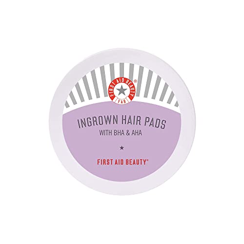 First Aid Beauty Ingrown Hair Pads with BHA & AHA – Daily Treatment Prevents Razor Bumps + Ingrown Hairs and Soothes Irritation – 28 Pads