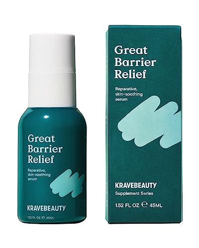 KraveBeauty Great Barrier Relief – Soothing Skin Barrier Repair Serum with Tamanu Oil to Soothe Irritations and Calm Redness for All Skin Types, Vegan and Cruelty-Free, 1.52 fl oz