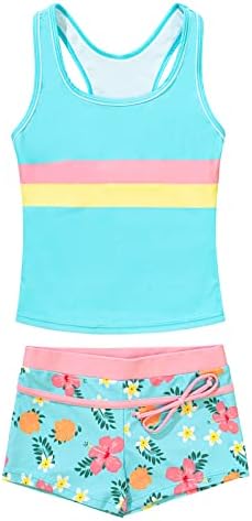 KABETY Little Girls Summer Two Piece Boyshort Fashion Tankini Swimsuit