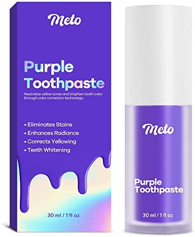 KMEIVOL Meto Purple Toothpaste for Teeth Whitening (1 Fl Oz), Teeth Whitening Gel, Purple Toothpaste, Color Corrector Purple Toothpaste, Whitening Toothpaste for Tooth Stain Removal