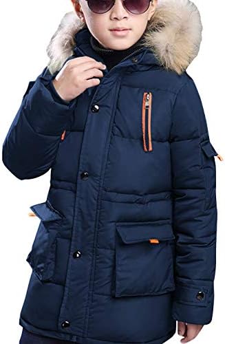 CREATMO US Boy’s Winter Parka Water Resistant Hooded Puffer Fleece Lined Jackets Coats