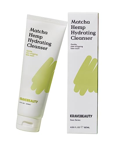 KraveBeauty Matcha Hemp Hydrating Cleanser – Daily Gentle Non-Stripping Face Wash Enriched with Matcha and Hemp Seed Oil, for All Skin Types, Vegan and Cruelty Free, 4.05 fl oz