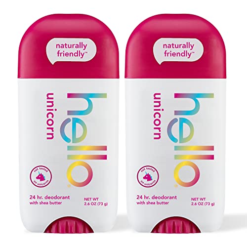 hello Unicorn Aluminum Free Deodorant for Women, Girls, Safe for Kids, Dermatologically tested, Natural Fragrance, 2 Pack