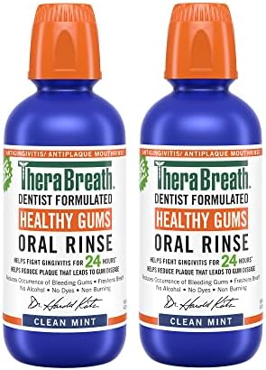 TheraBreath Healthy Gums Mouthwash, Clean Mint, Antigingivitis, Dentist Formulated, 16 Fl Oz (2-Pack)