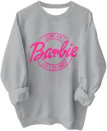 Oversized Sweatshirt for Women Come On Let’s Go Party Bar-bie Trendy Teen Girl Shirt Cute Bachelorette Y2k Fall Pullover Top