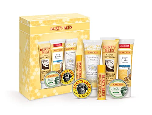 Burt’s Bees Christmas Gifts, 6 Stocking Stuffers Products, Timeless Minis Kit – Original Beeswax Lip Balm, Coconut Foot Cream, Milk Honey Body Lotion, Deep Cleansing Cream, Res-Q Ointment & Hand Salve