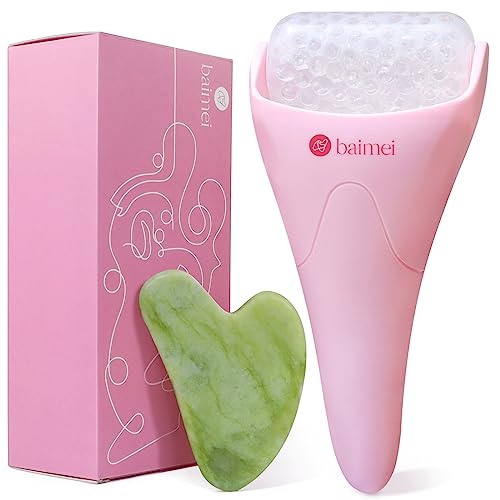 BAIMEI Cryotherapy Ice Roller and Gua Sha Facial Tools Reduces Puffiness Migraine Pain Relief, Skin Care Tools for Face Massager Self Care Gift for Men Women – Pink