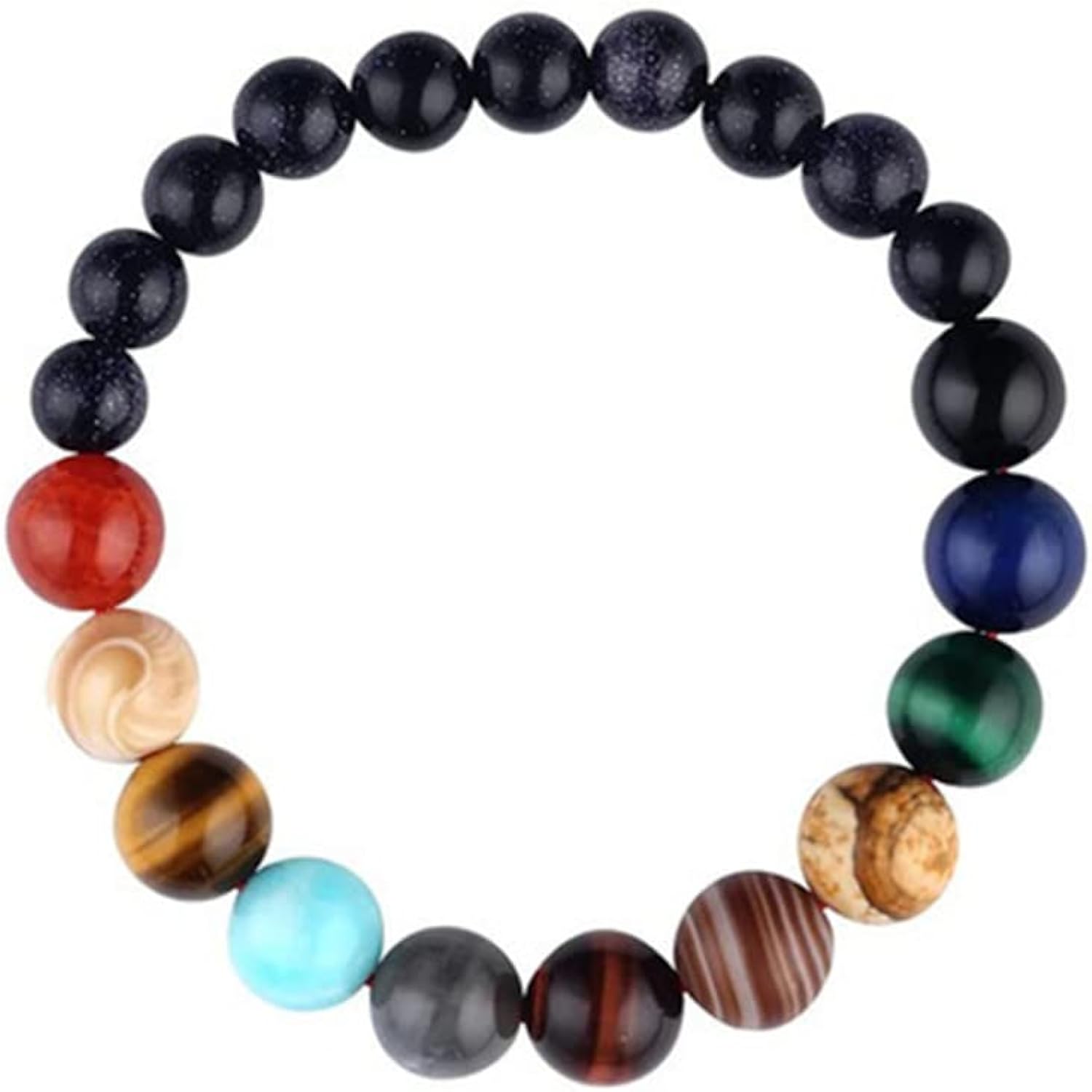 Unique Eight Planetary Bracelets Natural Stone Adjustable Beaded Bracelet Cosmic Solar System Themed Bracelet