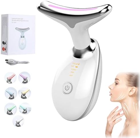 Wavy Chic Beauty Facial Massager, Wavy Chic Beauty Microcurrent Facial Device, 10 in 1 Wavy Chic Beauty Facial Device, 7 Color Wavy Chic Beauty Multifunctional Facial Massager (Color : White)