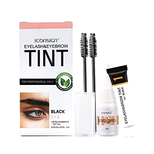 2 in 1 ibrow Tint Kit, Instant Lashes Set Natural Spot coloring and Hair Dying, Long Lasting Water and Smudge Proof 100% Gray Converge 7ml (Black)