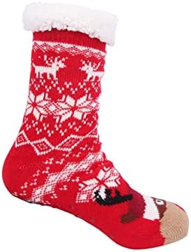 Fleece Lining Knit Thick Warm Christmas Slipper Socks Buffalo Plaid Soft Sleep Sports Outdoor Fluffy Socks for Christmas