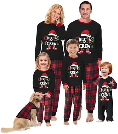 WakeUple Christmas Pajamas for Family Matching Christmas Pajamas Sets Classic Red Xmas Jammies for Woman Men Kids Baby Dog