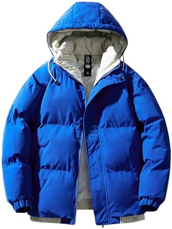 MACTHPK Men’s Reversible Down Jacket Color Block Puffer Coat Hooded Jacket Windproof Winter Jacket