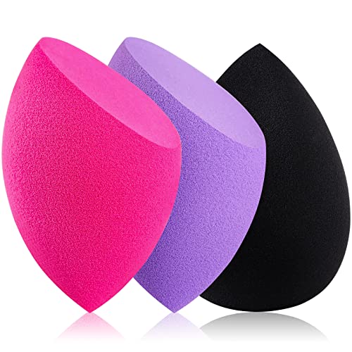 Foonbe 3Pcs Soft Makeup Sponges For Foundation, Latex Free Blender Beauty Sponge, Durable Foundation Puff, Dry & Wet Use Make up Sponges for Face Beauty Gift Set