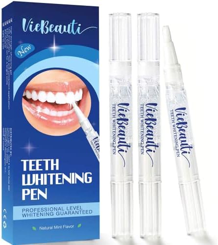 VieBeauti Teeth Whitening Pen (3 Pcs), 30+ Uses, Effective, Painless, No Sensitivity, Travel-Friendly, Easy to Use, Beautiful White Smile, Natural Mint Flavor