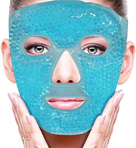 Cold Face Eye Mask Ice Pack Reduce Face Puff,Dark Circles,Gel Beads Hot Heat Cold Compress Pack,Face SPA for Woman Sleeping, Pressure, Headaches, Skin Care[Blue]