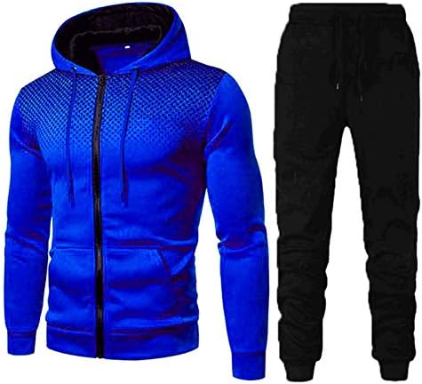 College Sweatshirts for Men Color Block 2 Piece Tracksuit Casual Full Zip Sweatsuit Color Block Sport Outfits