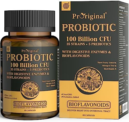 Probiotics with Prebiotics for Men and Women – 35 Strains Organic Probiotic 100 Billion CFU for Gut & Digestive Health, Vegan Acidophilus Probiotic Supplement, Non-GMO Raw Probiotic 60 Capsules