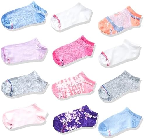 Hanes girls Socks, Girls No Show Socks, Ez Sort Fashion No Show Socks for Girls, Assorted Girls’ Low-cut Socks, 12-pair Pack