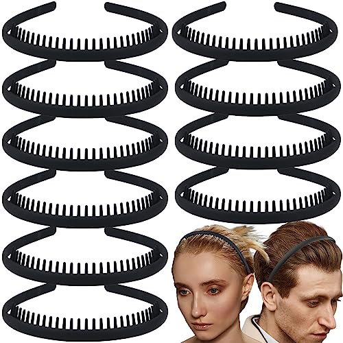 WOWOVOWOVO Thin Headbands for Women Girls Men Plastic Hairbands Fashion Non Slip Elastic Head Bands for Thick Hair Accessories (5 Packs)