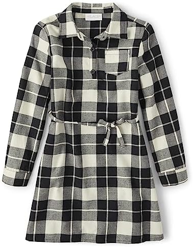 The Children’s Place Girls’ One Size Long Sleeve Plaid Fall Fashion Dress