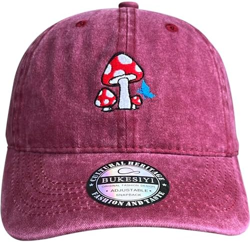 Bukesiyi Mushroom Embroidered Hat for Men Women