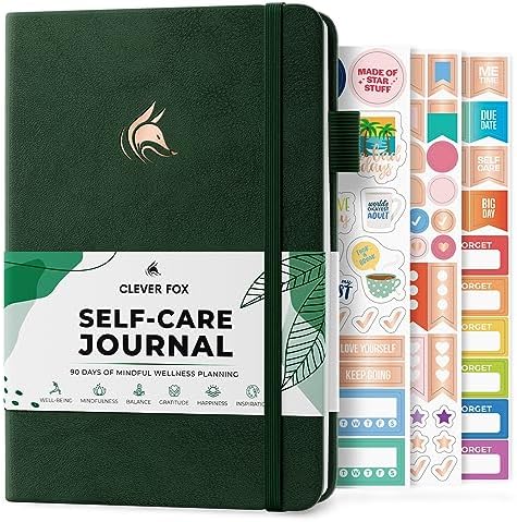 Clever Fox Self-Care Journal – Wellness & Daily Reflection Notebook – Mental Health & Personal Development Journal – Self Care Planner, Meditation & Mood Journal for Women & Men – A5 Size (Forest Green)