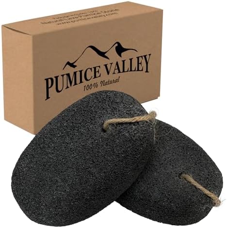 Pumice Stones for Feet – Natural Earth Lava Black Pack of 2 – Callus/Corn Remover for Feet Heels and Palm – Pedicure Exfoliation Tool – Dry Dead Skin Scrubber – Health Foot Care