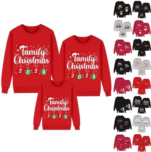 GREGG Christmas Sweatshirts for Family Long Sleeve Xmas Cute Pullover for Kids Mama Dad Matching Outfit for Festival Party