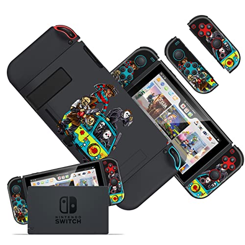 Oqplog Ghost Case for Nintendo Switch Cool Design Skeleton Skull Design Character Fashion Scratch Resistant Cases Hard Shell Cover for Girls Kids Boys Men for Switch,car