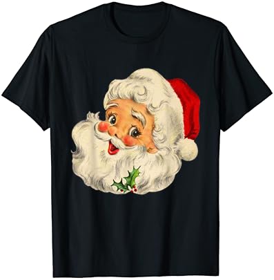 Vintage Christmas Santa Claus Face Funny Old Fashioned T-Shirt